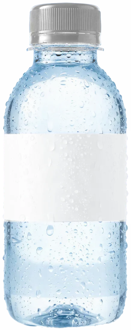 Botella Bala corta con agua fría y etiqueta AquaTag