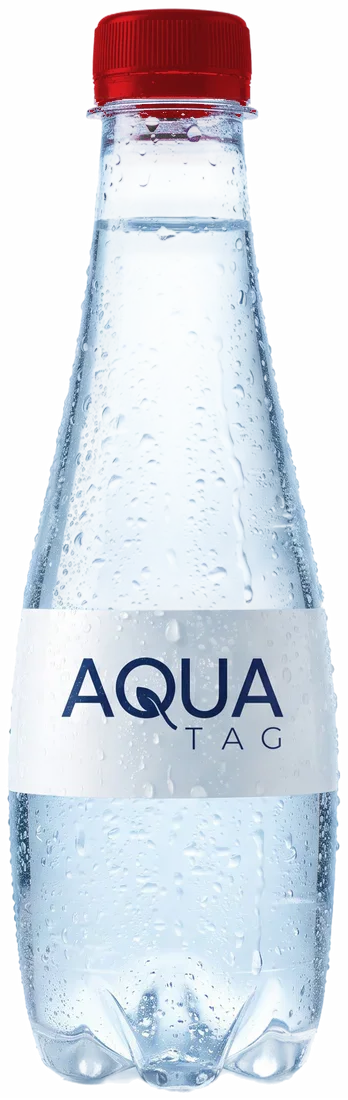 Botella Drop de 300 ml con agua fría y etiqueta